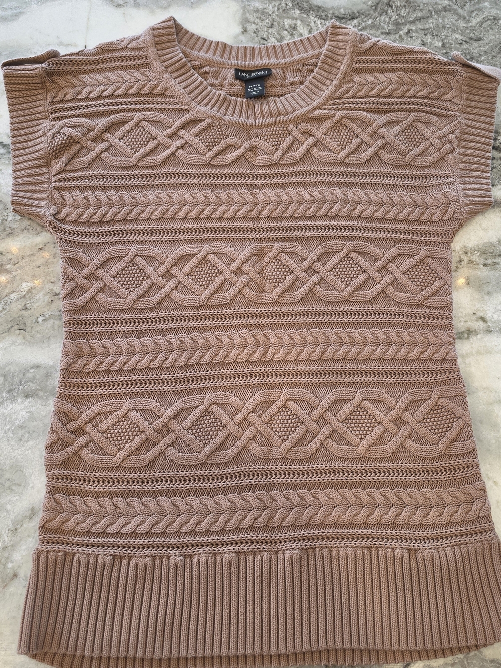 Lane Bryant Cable Knit Short Sleeve Sweater Top